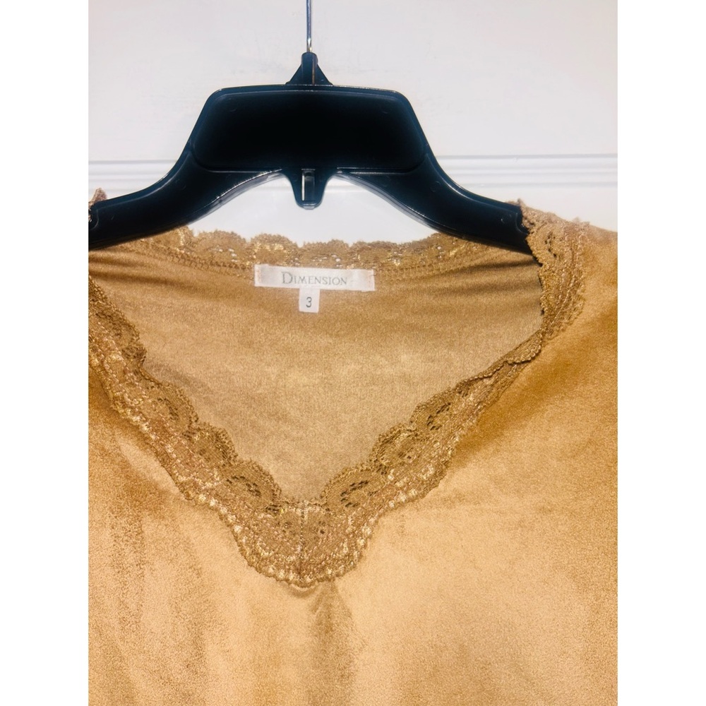 Vintage 90’s Dimension Camel Sleeveless Top Lace Small Size 3 - Picture 2 of 3